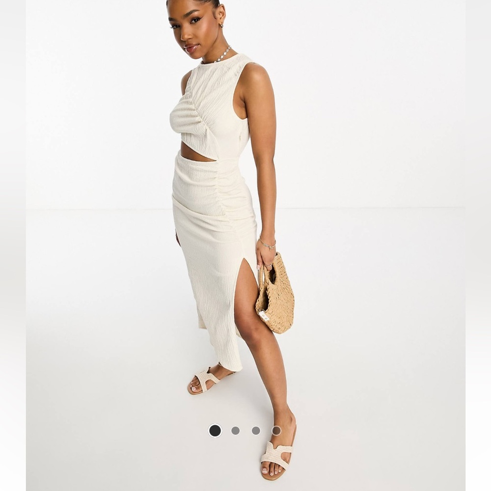 Cut out midi ruched dress